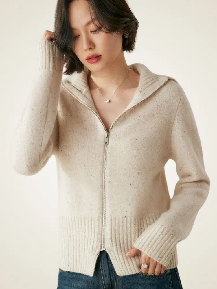 Levana Zip Cardigan — Beige