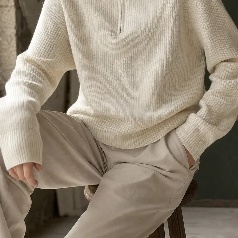 Xaviera Zip Sweater — Off White garment view