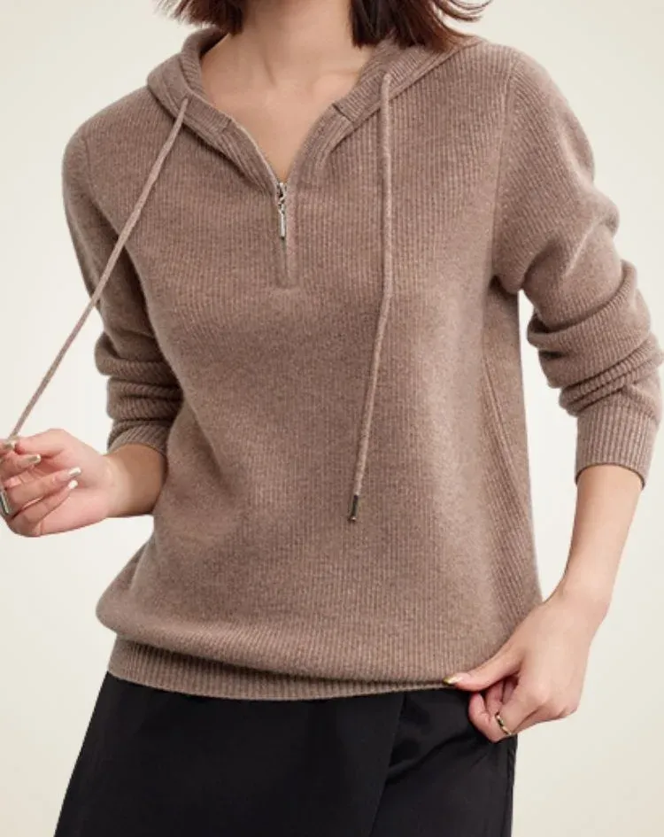 Adelise Half-Zip Knit Hoodie — photograph 1