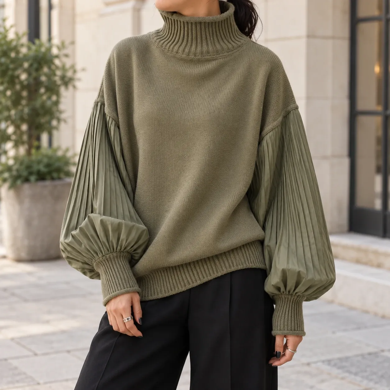 Saskia Pleated Sleeve Sweater — use view