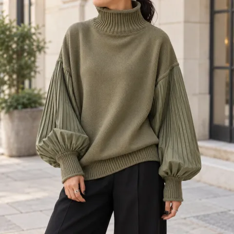 Saskia Pleated Sleeve Sweater