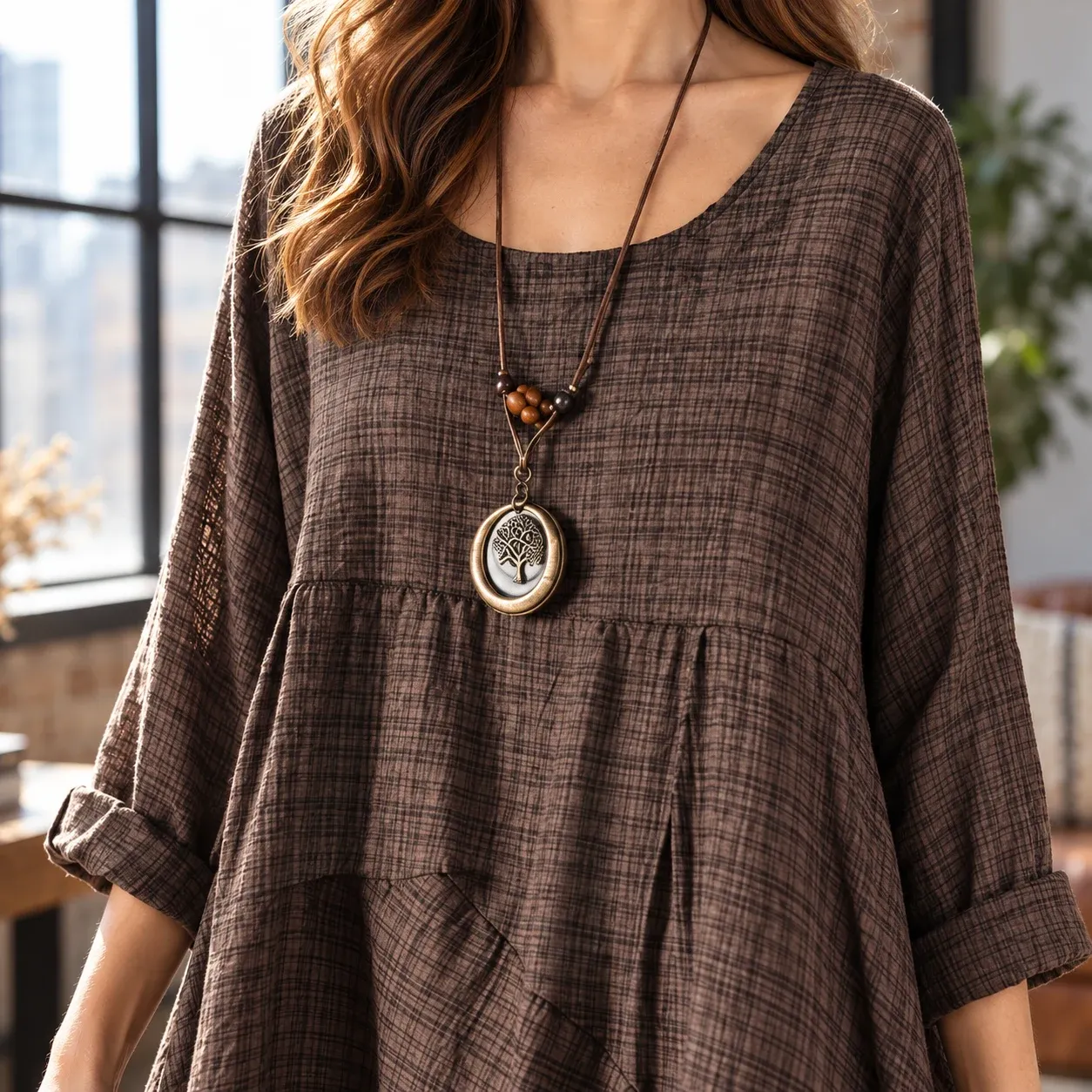 Daphne Asymmetric Shirt Dress detail view