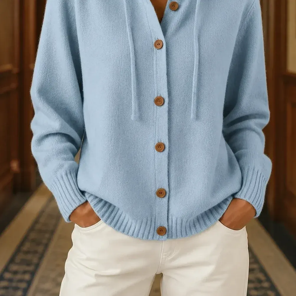 Ancelin Hooded Cardigan — Blue alternate view
