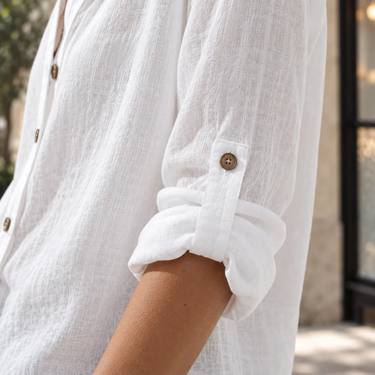 Mira Linen Button Shirt, construction detail