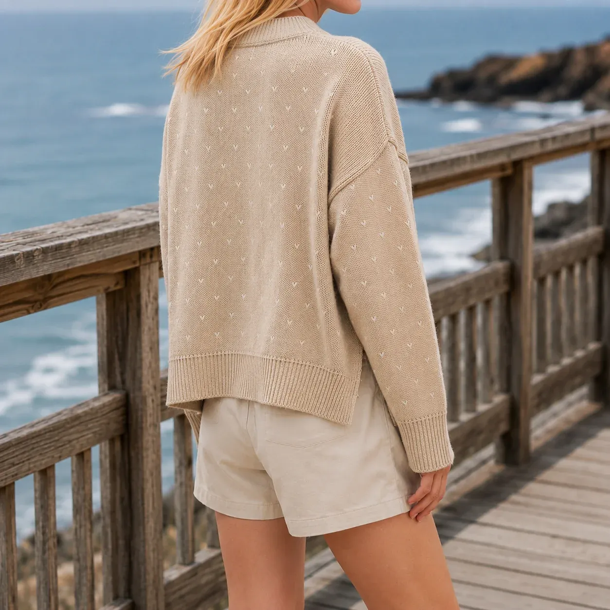 Pippa Heart Sweater — Khaki garment view