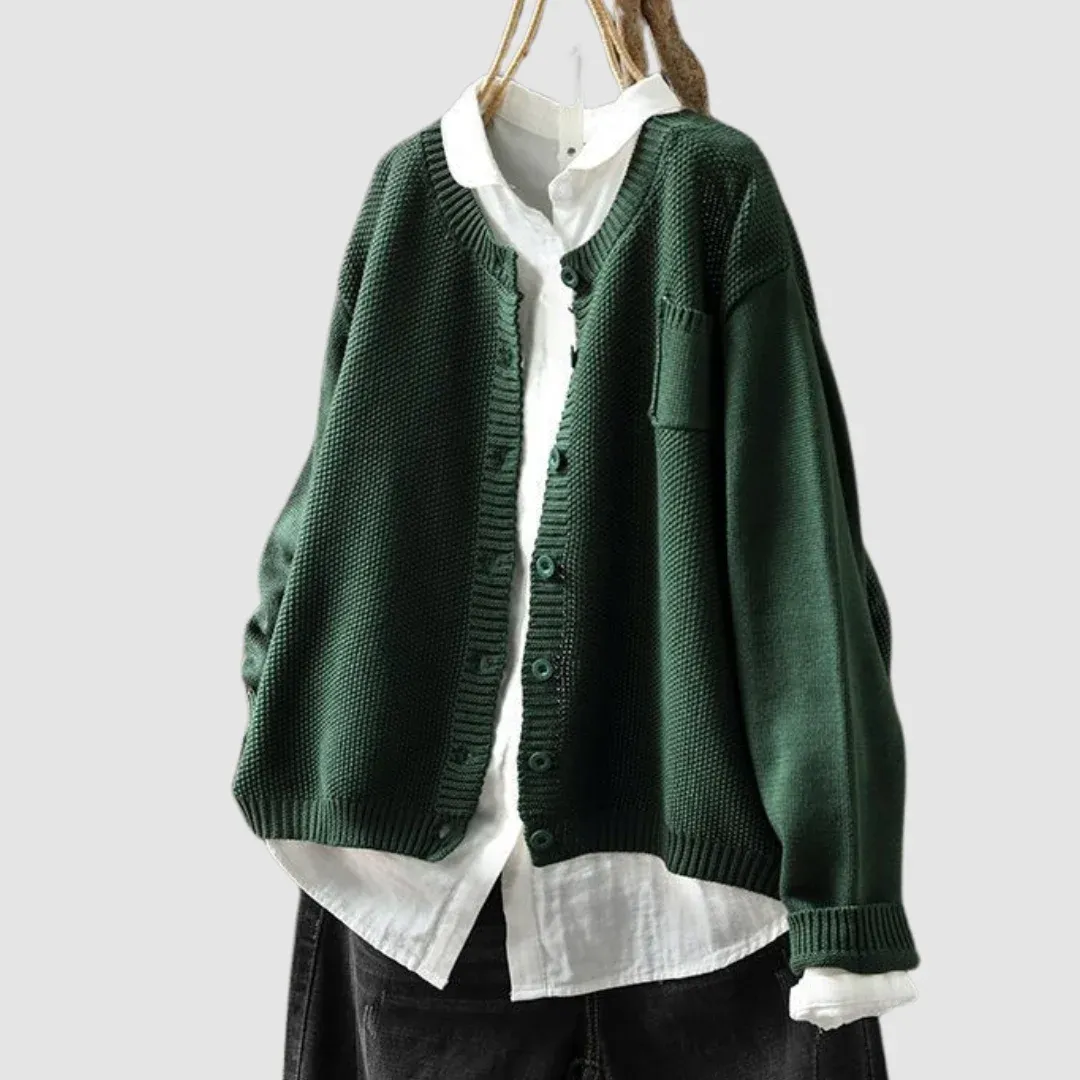 Berlinda Button Cardigan — Green