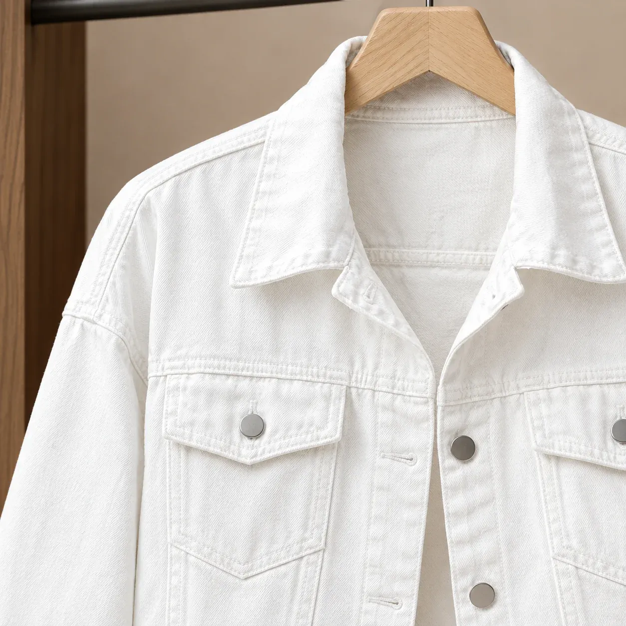 Caitlin Button Jacket — White construction detail