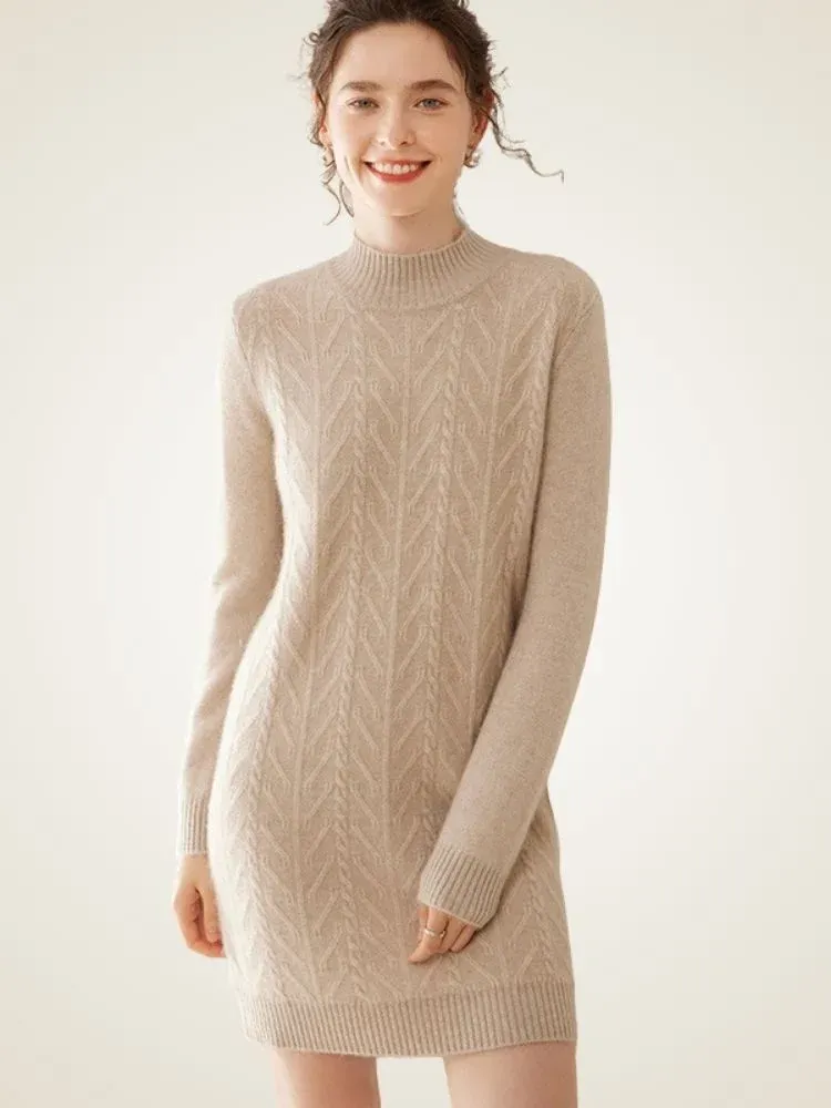 Sandrine Cable Dress — Light Camel