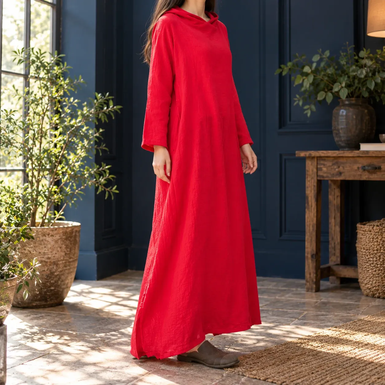 Aurelia Hooded Linen Dress — lead view