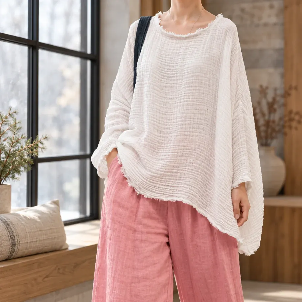 Delphine Textured Blouse — Worn in context