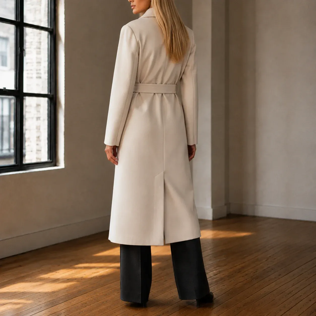 Natalia Belted Coat — Beige garment detail