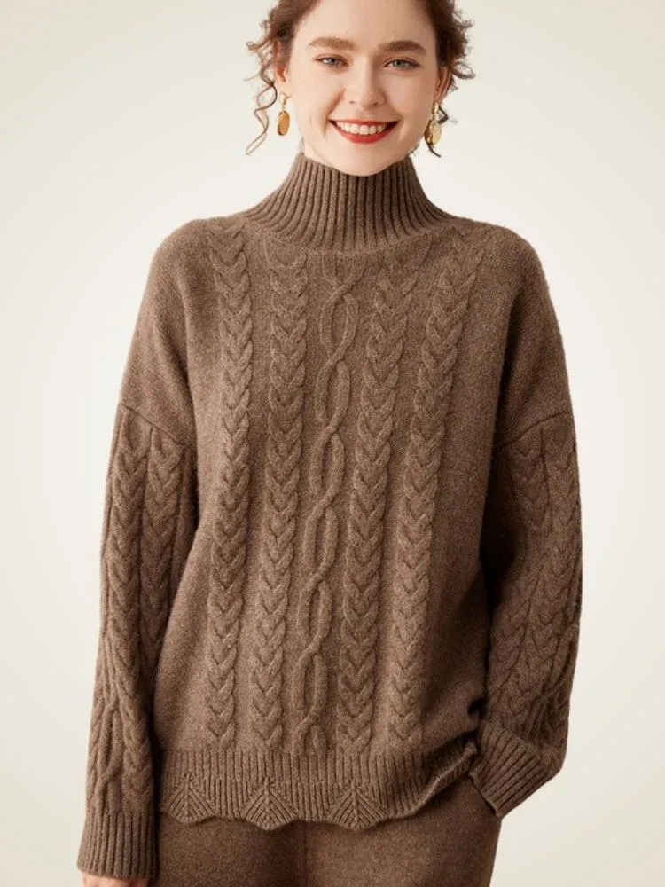 Odessa Cable Sweater — Brown
