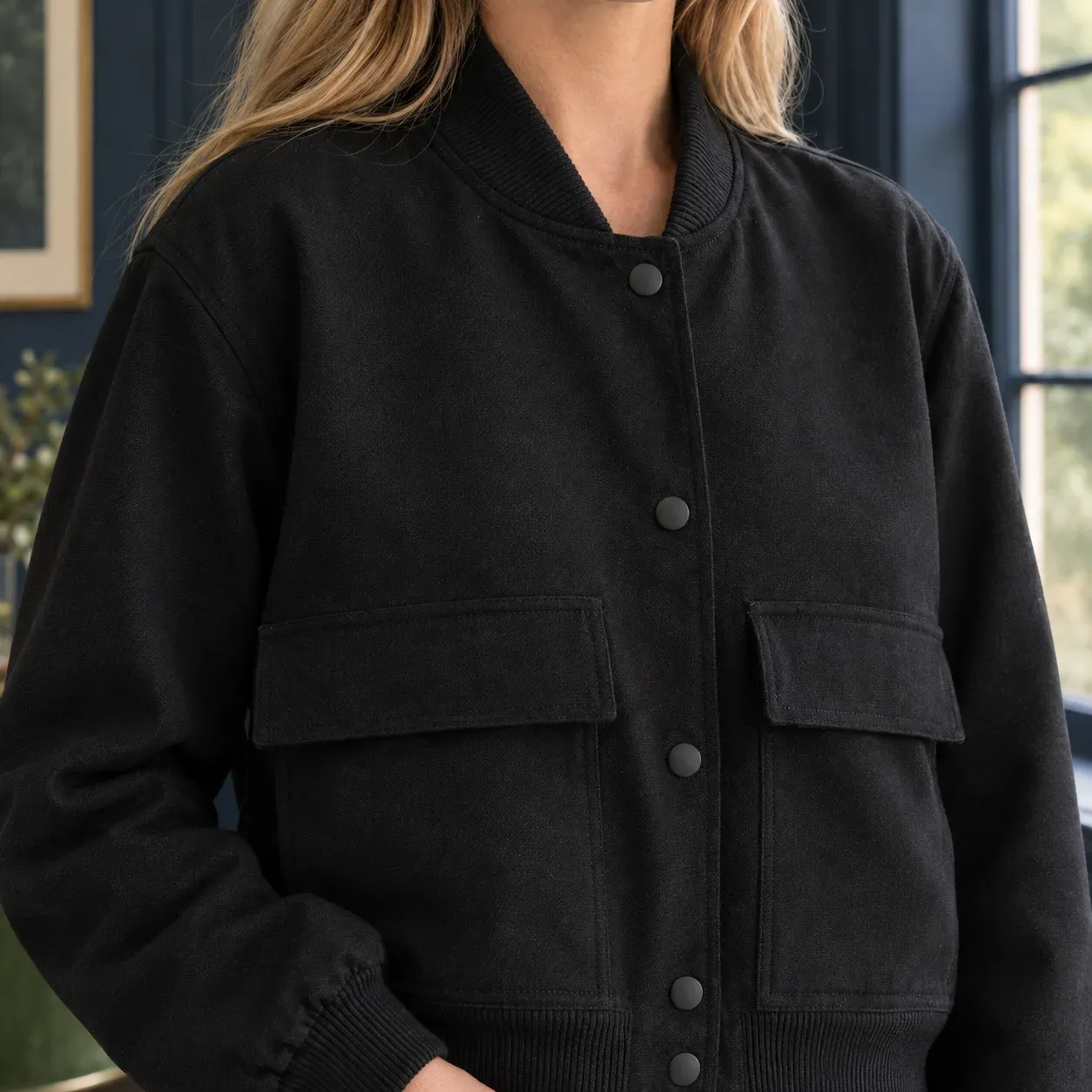 Katrina Pocket Jacket — Black construction detail