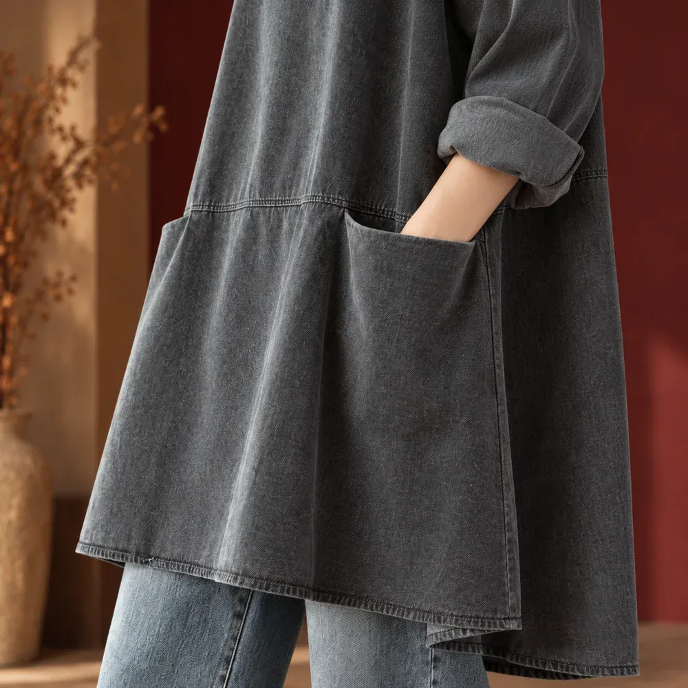 Odette Denim Tunic — detail view