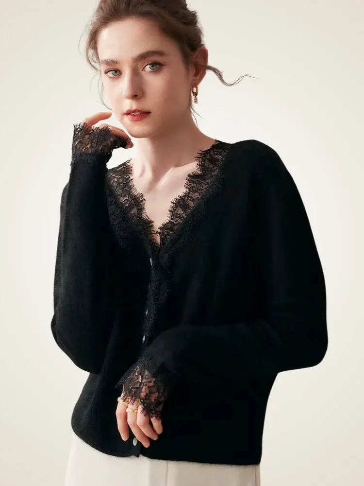 Brooke Lace Cardigan — Black