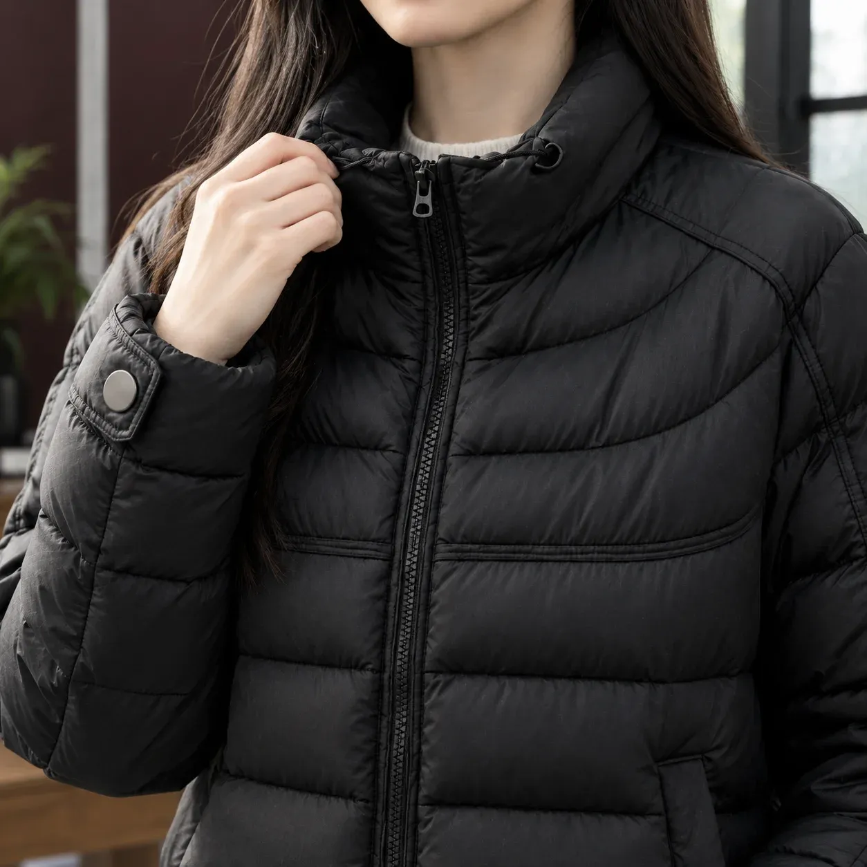 Gloria Quilted Jacket — Zhuoshi Black construction detail