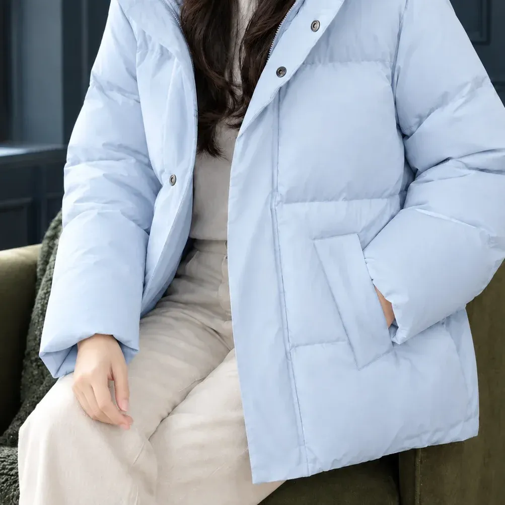 Laurel Hooded Puffer — Sky Blue garment detail