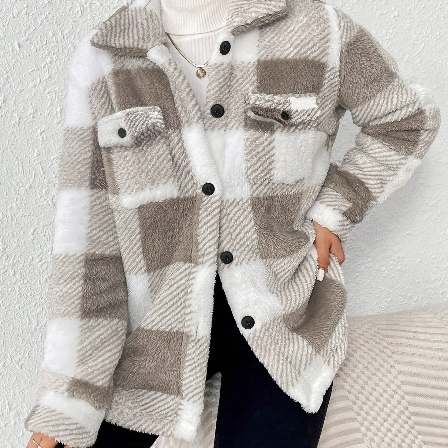 Maisie Check Jacket — Khaki