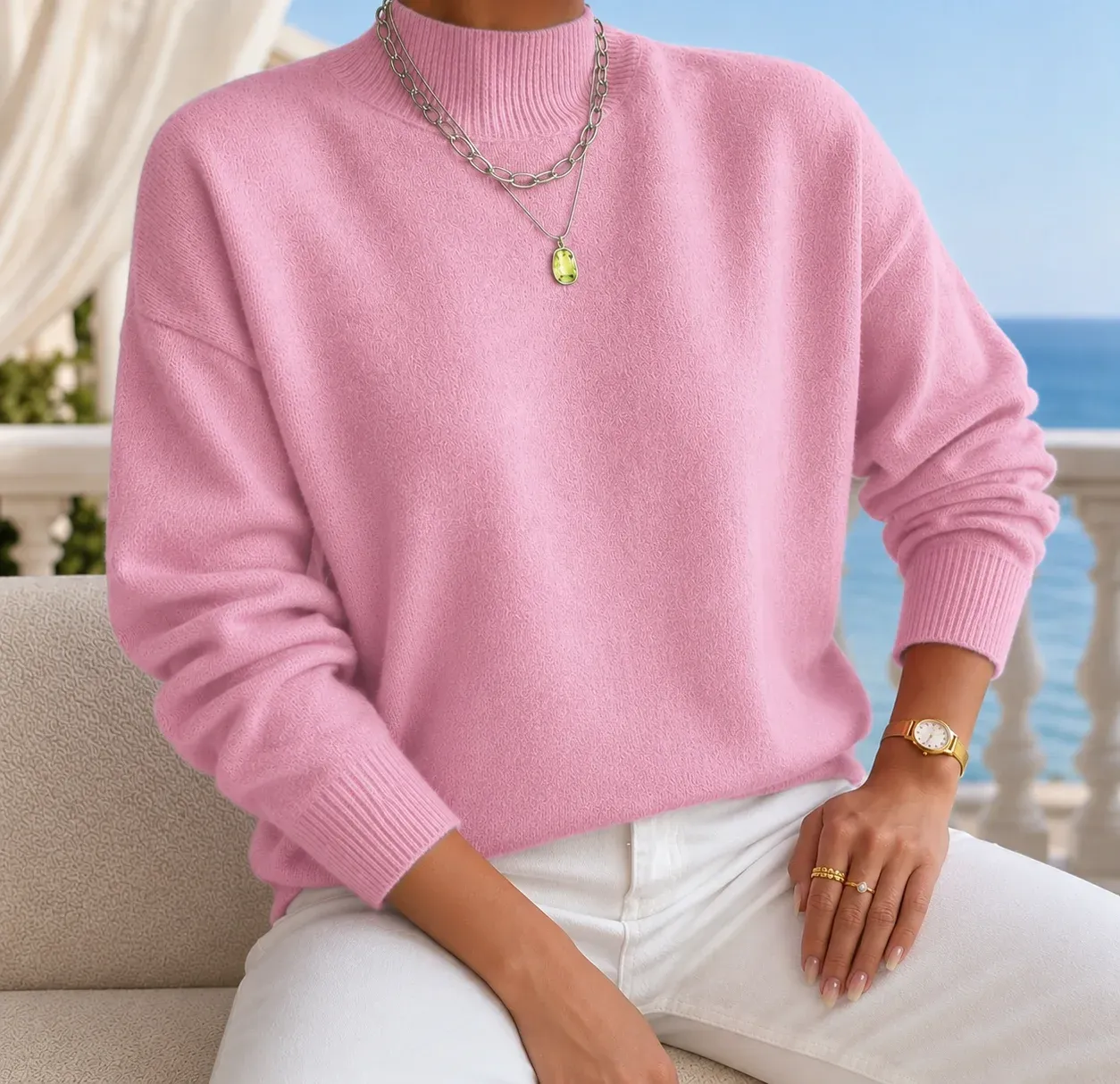 Cosima Relaxed Mock-Neck Sweater — photograph 1
