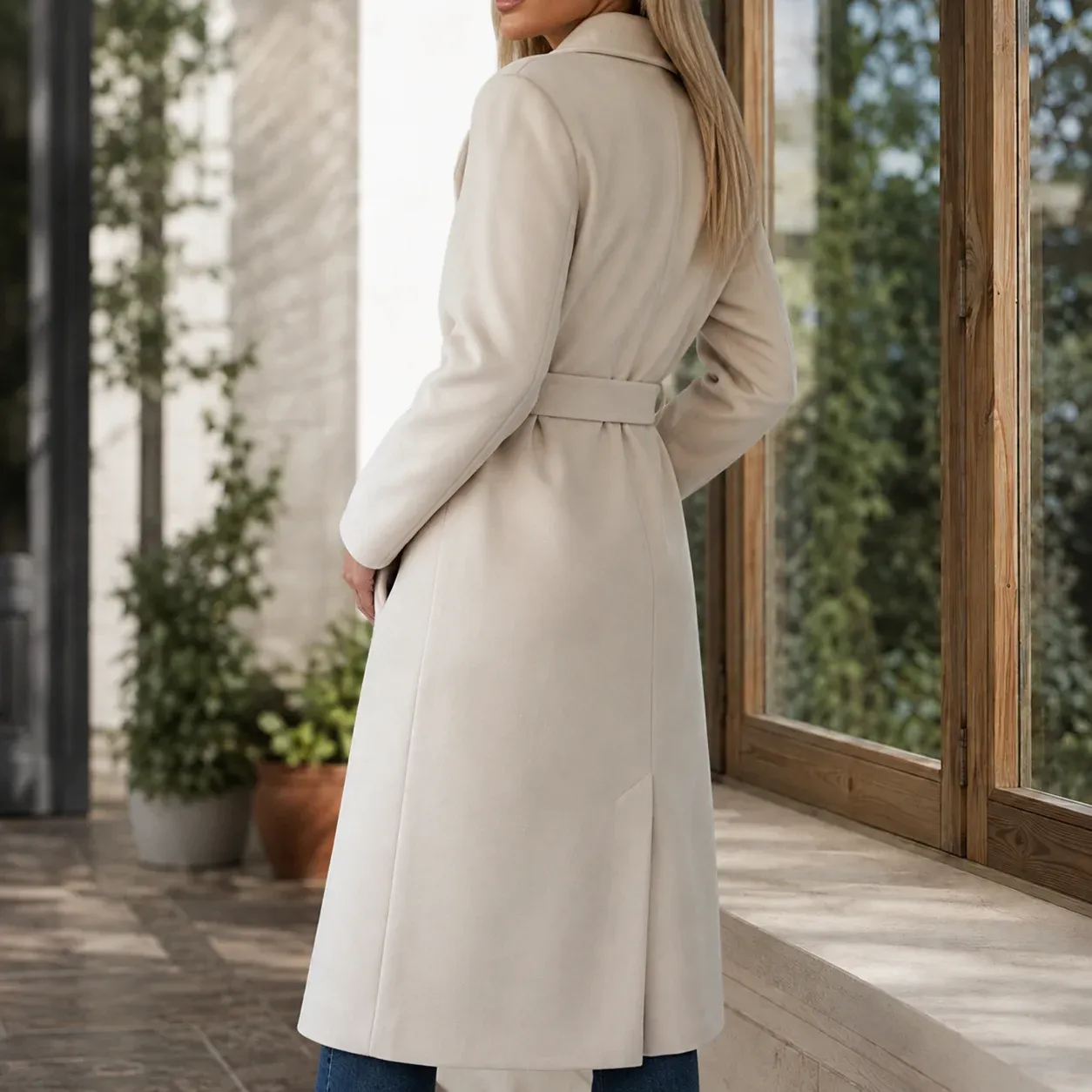 Adele Belted Overcoat — Beige alternate view