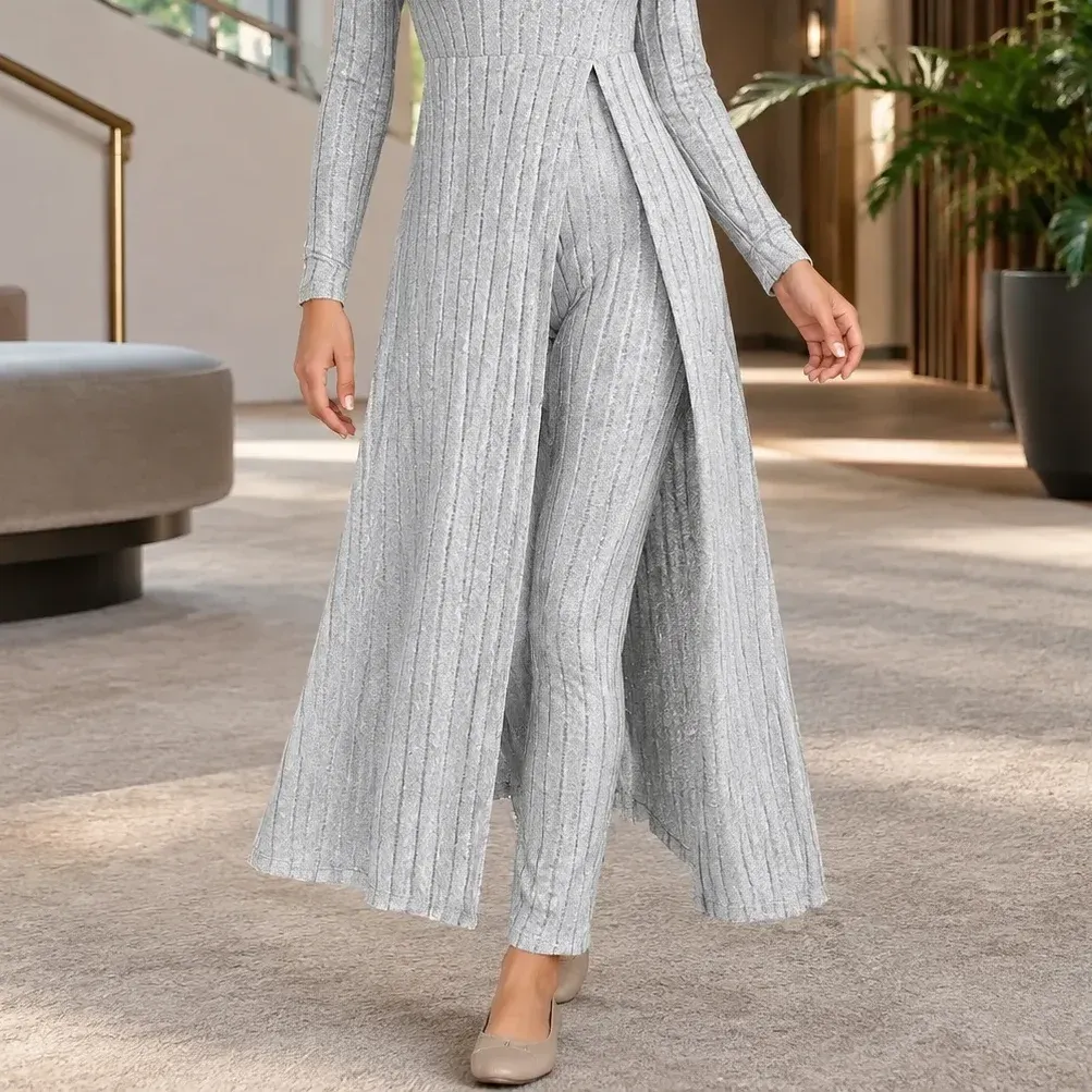 Salome Ribbed Set — Gray alternate view