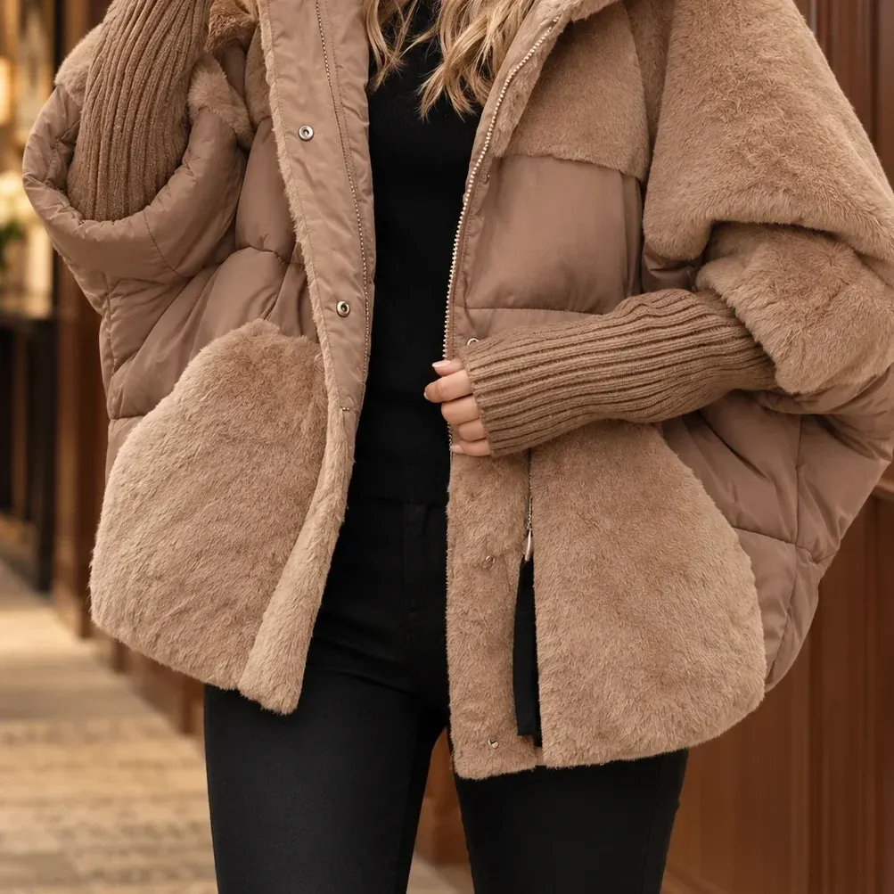 Ilaria Hybrid Jacket — Light Brown garment detail