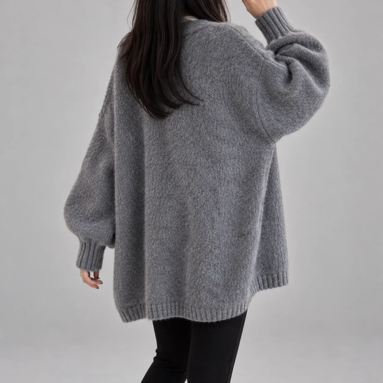 Opal Cloud Knit Cardigan, source-supported side or rear worn fit