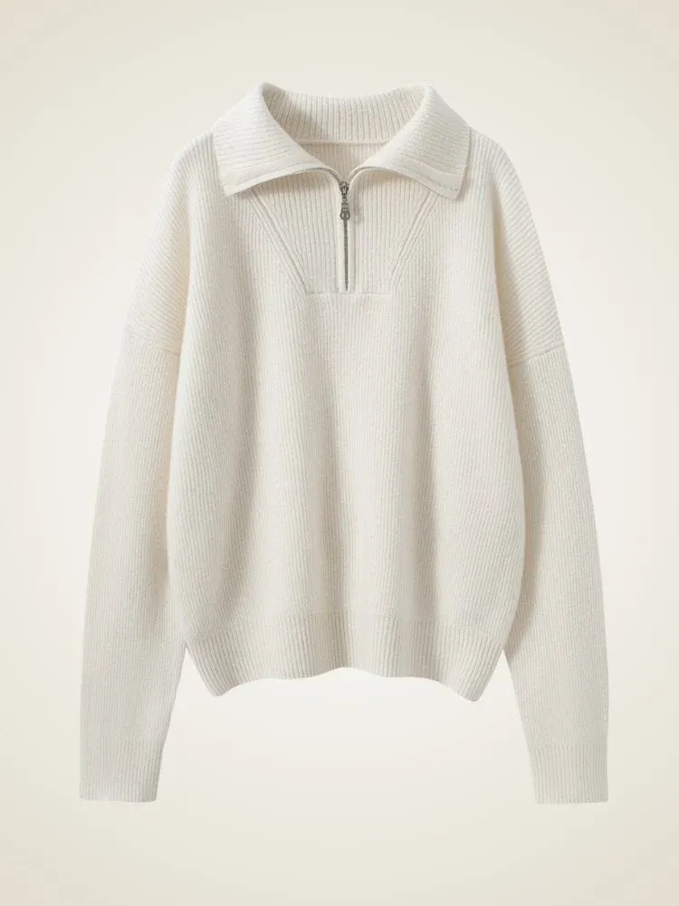Isavelle Zip-Neck Sweater — Ivory