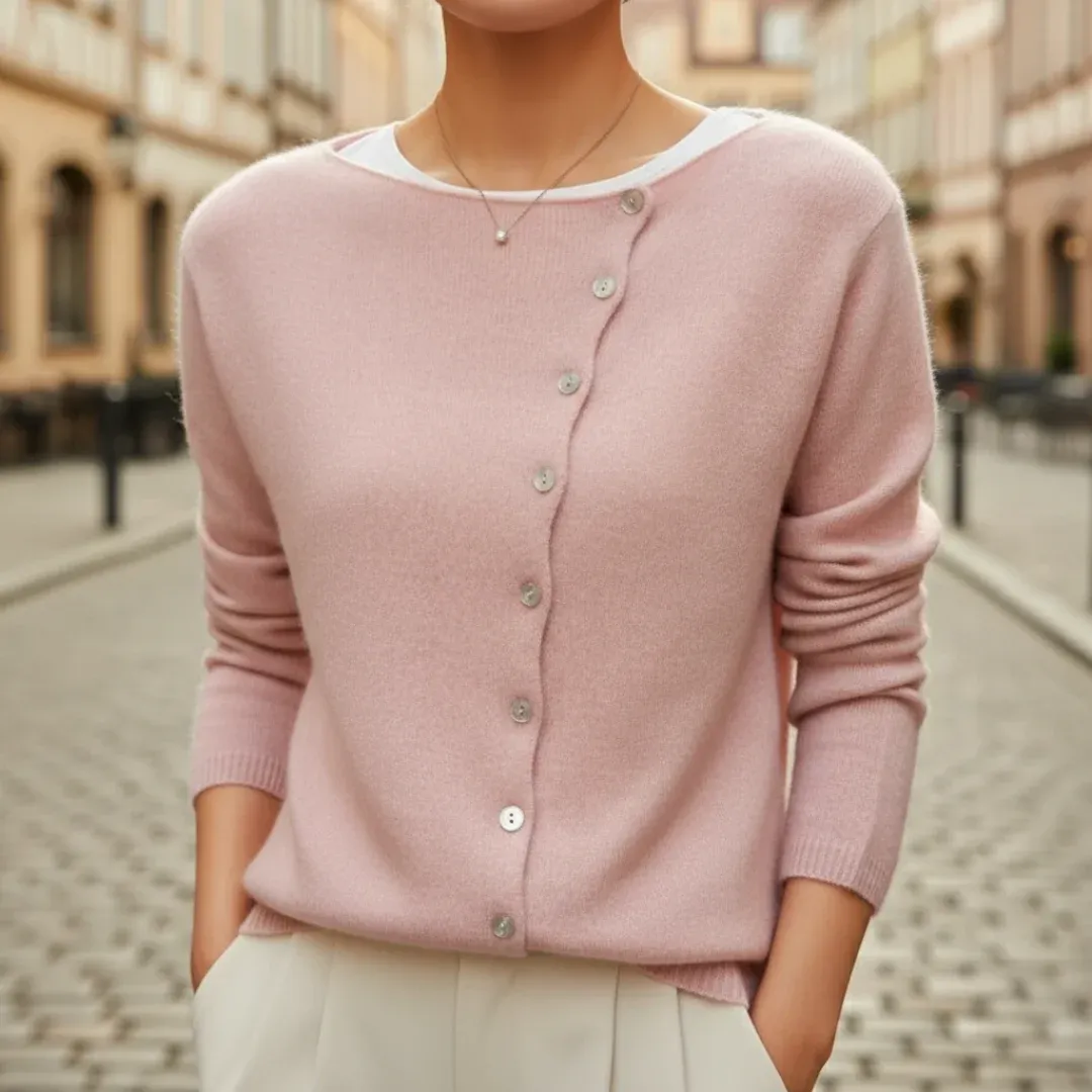 Cora Side-Button Cardigan — Pink