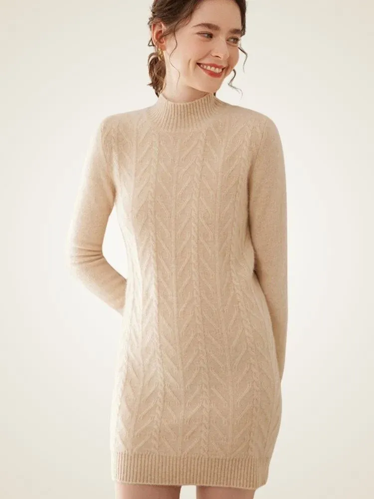 Sandrine Cable Dress — Beige