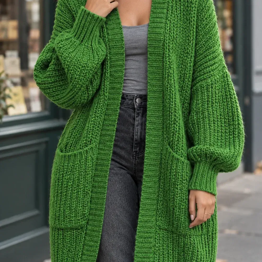 Agnes Long Cardigan — Green construction detail