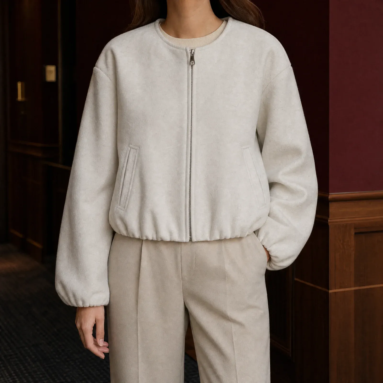 Andrina Cropped Jacket — Off White worn view