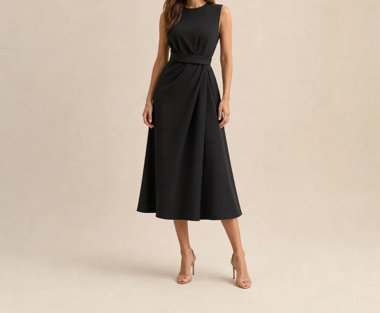 Cassandra Drape-Waist Midi Dress — photograph 1