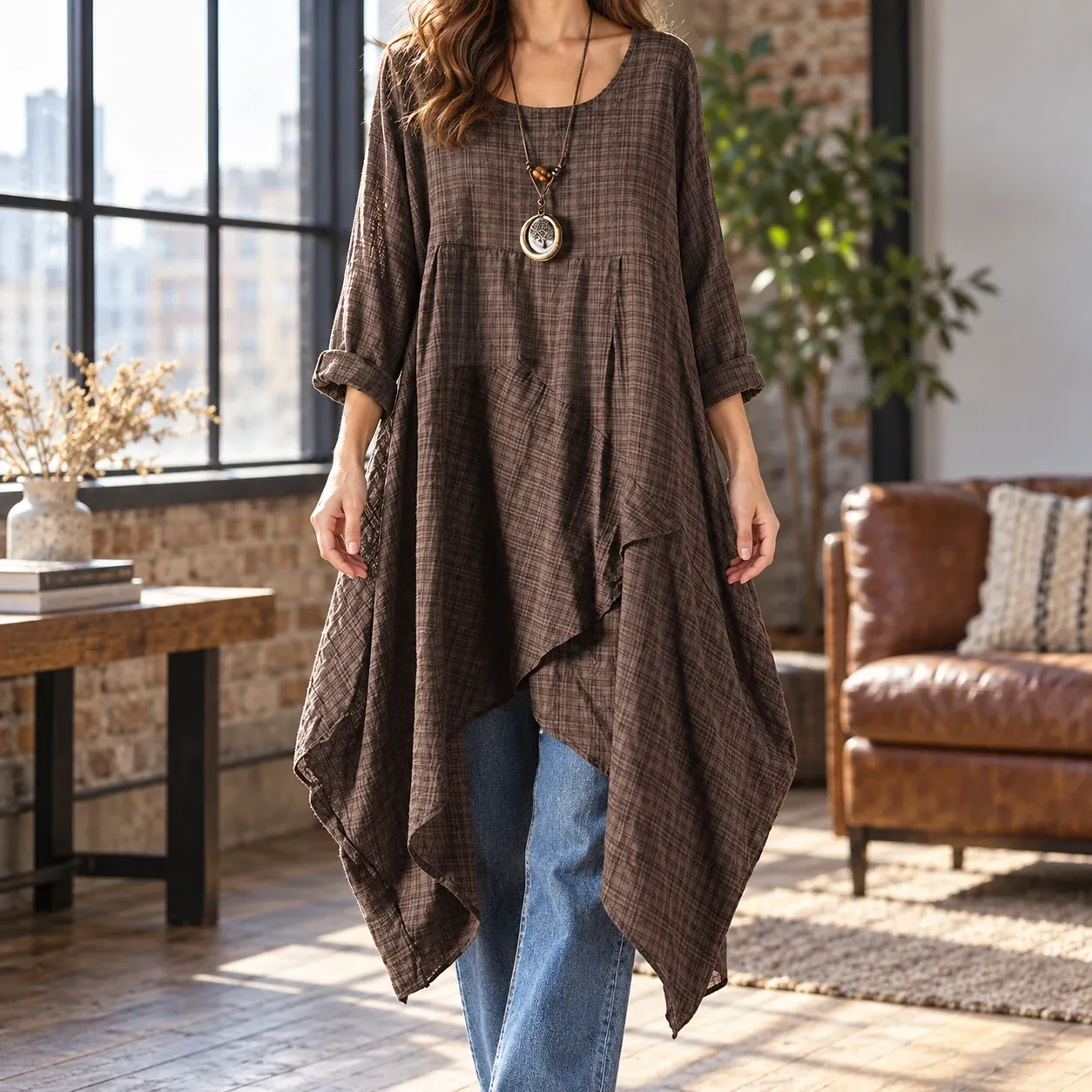 Daphne Asymmetric Shirt Dress lead view