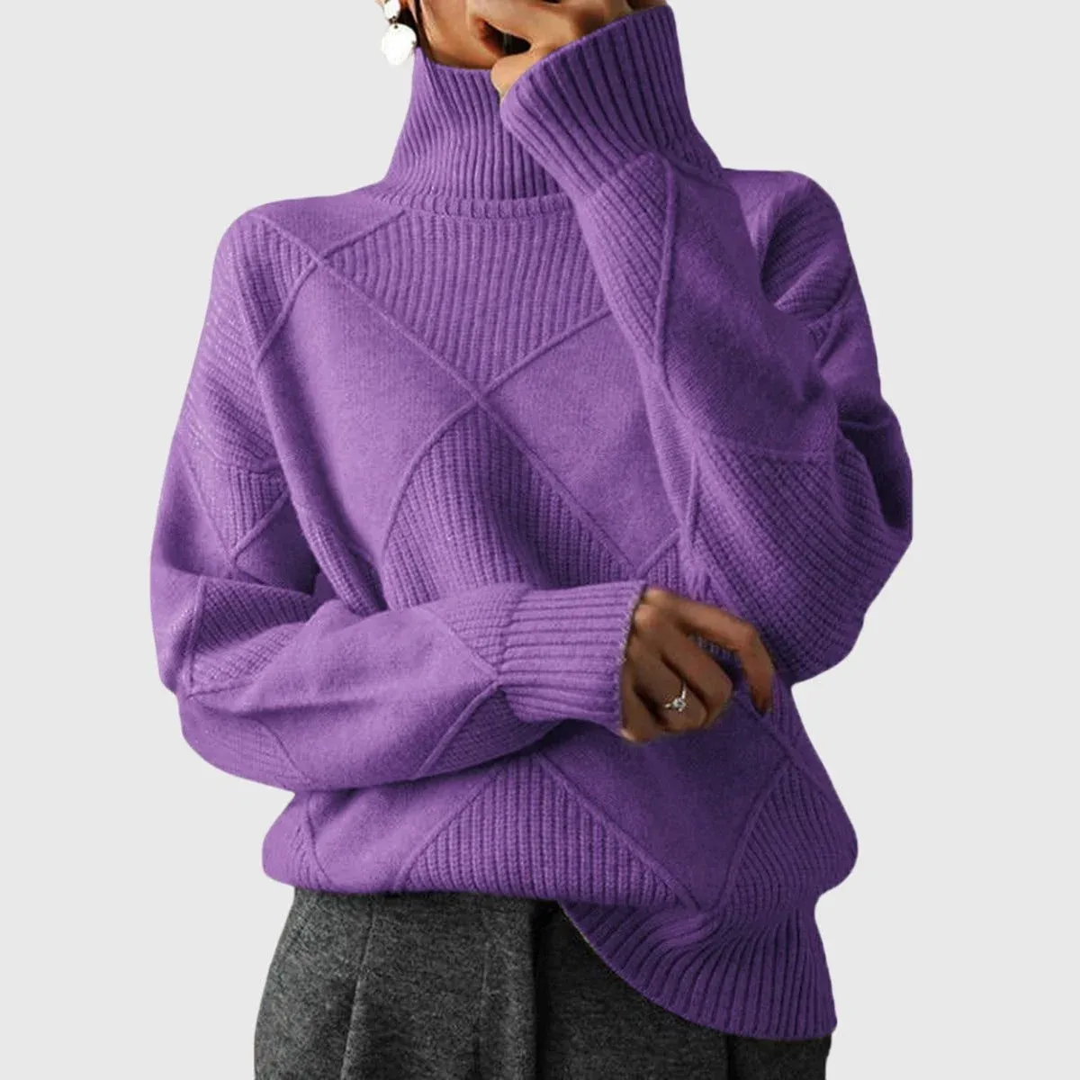 Iris Textured Sweater — Violet