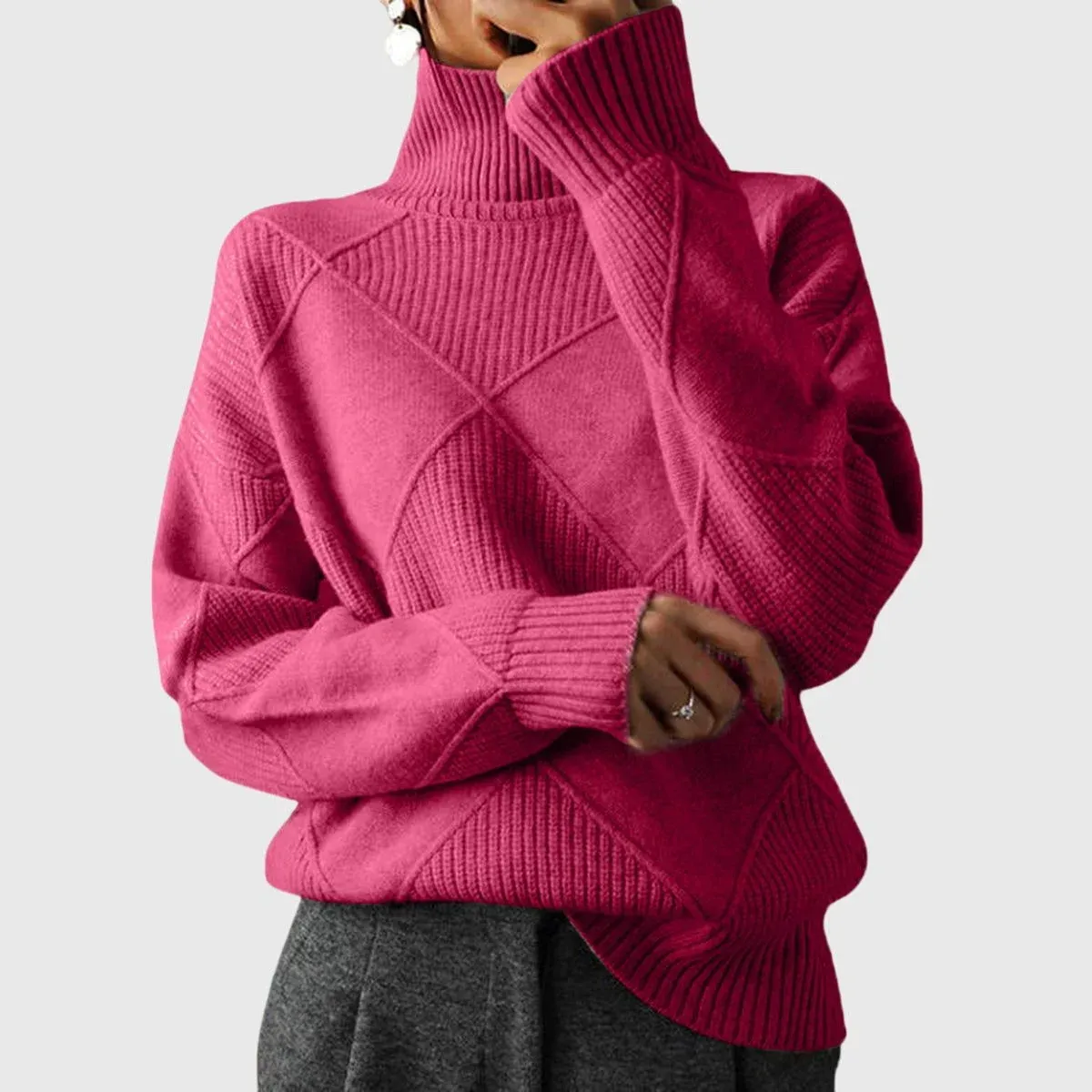 Iris Textured Sweater — Rose