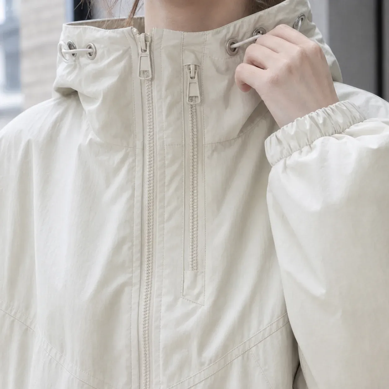 Cordelia Hooded Jacket — Off White construction detail