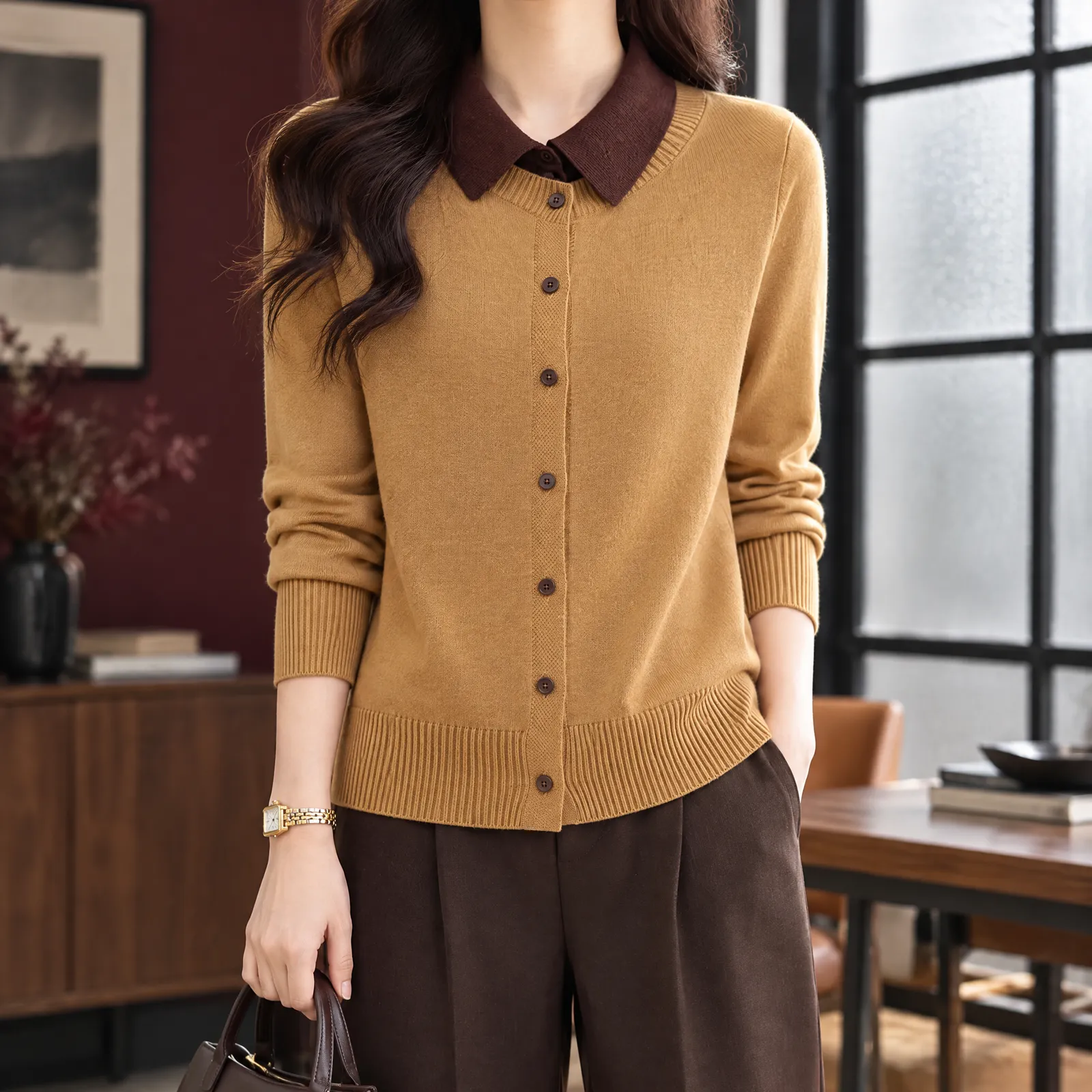 Cotswold Polo Cardigan: lead photograph of the selected source color