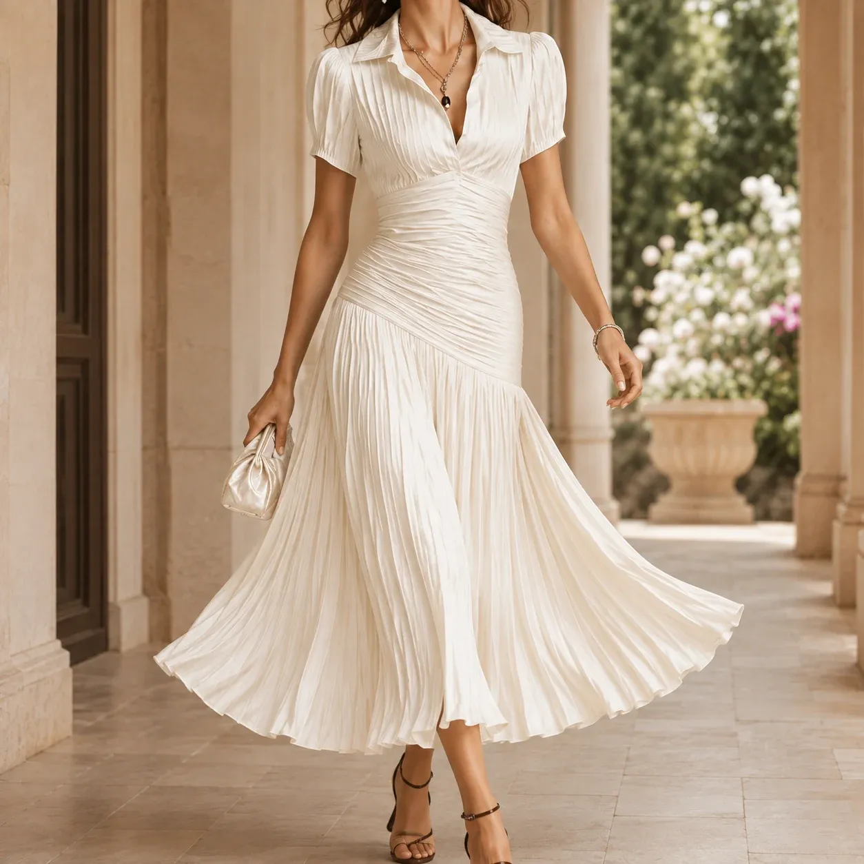 Cordelia Ruched Pleated Midi — photograph 1