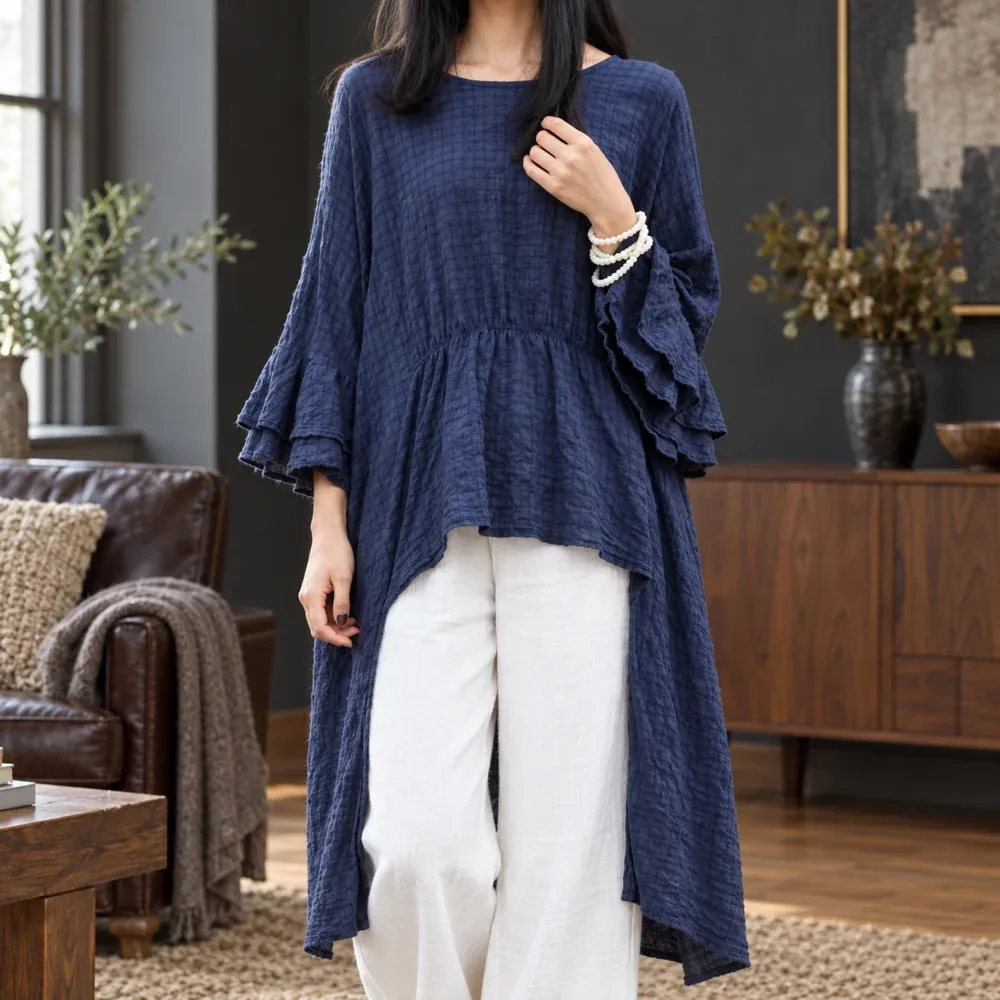 Mireille Asymmetric Linen Shirt — lead view