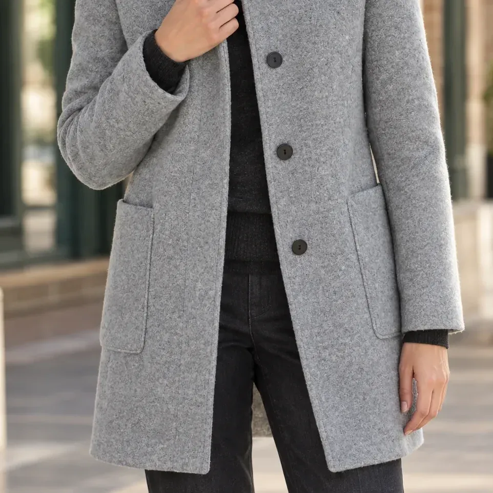 Ashley Stand Coat — Light Gray garment detail