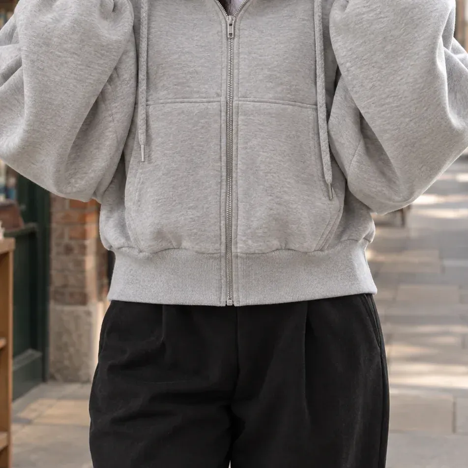 Maylis Cropped Hoodie — Light Gray garment view