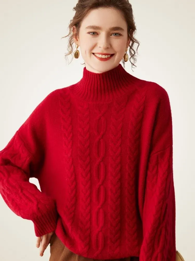 Odessa Cable Sweater — Red