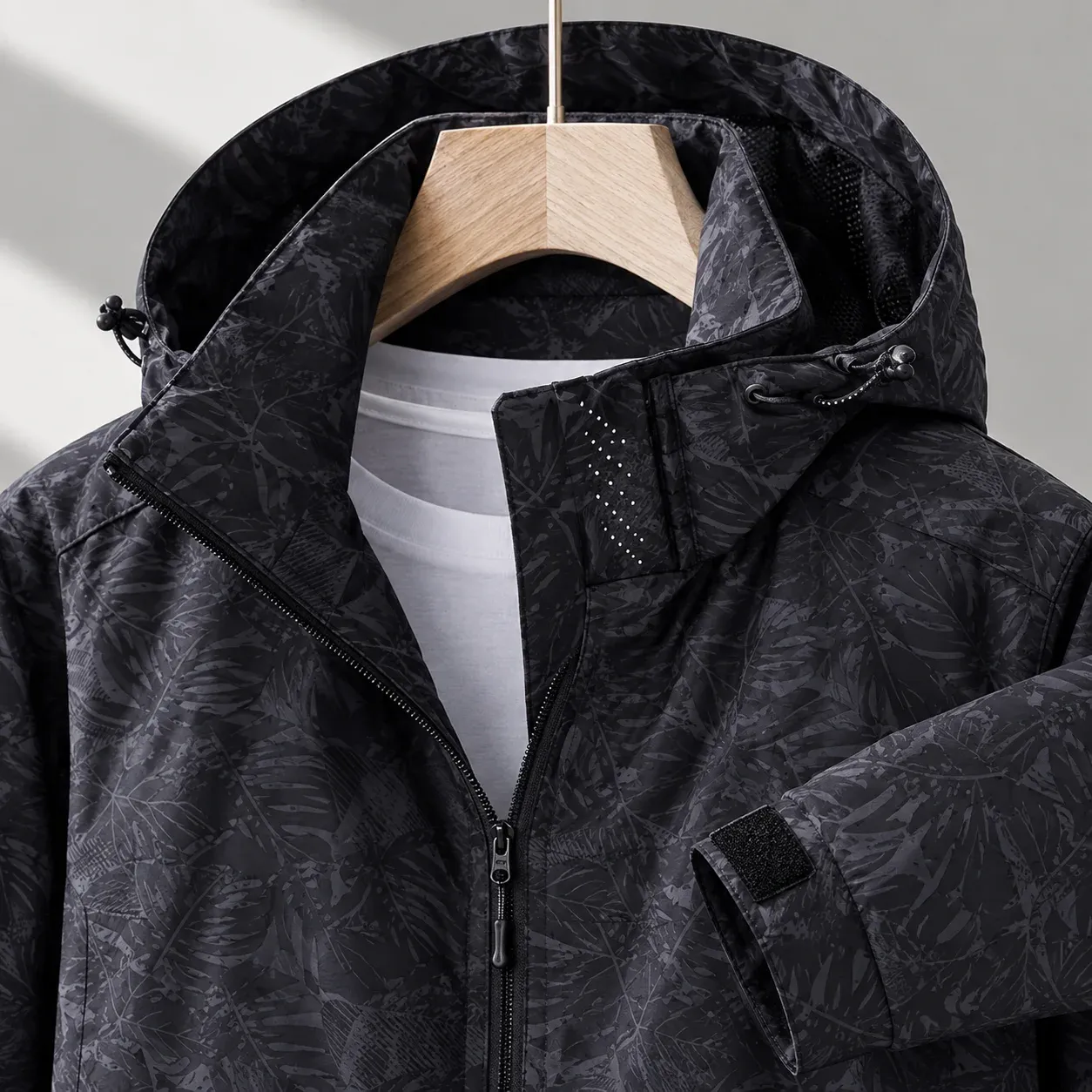 Valeria Printed Jacket — Black construction detail