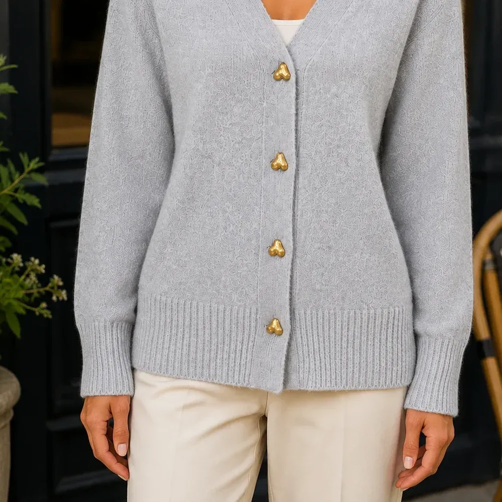 Adriana Heart Cardigan — Gray alternate view