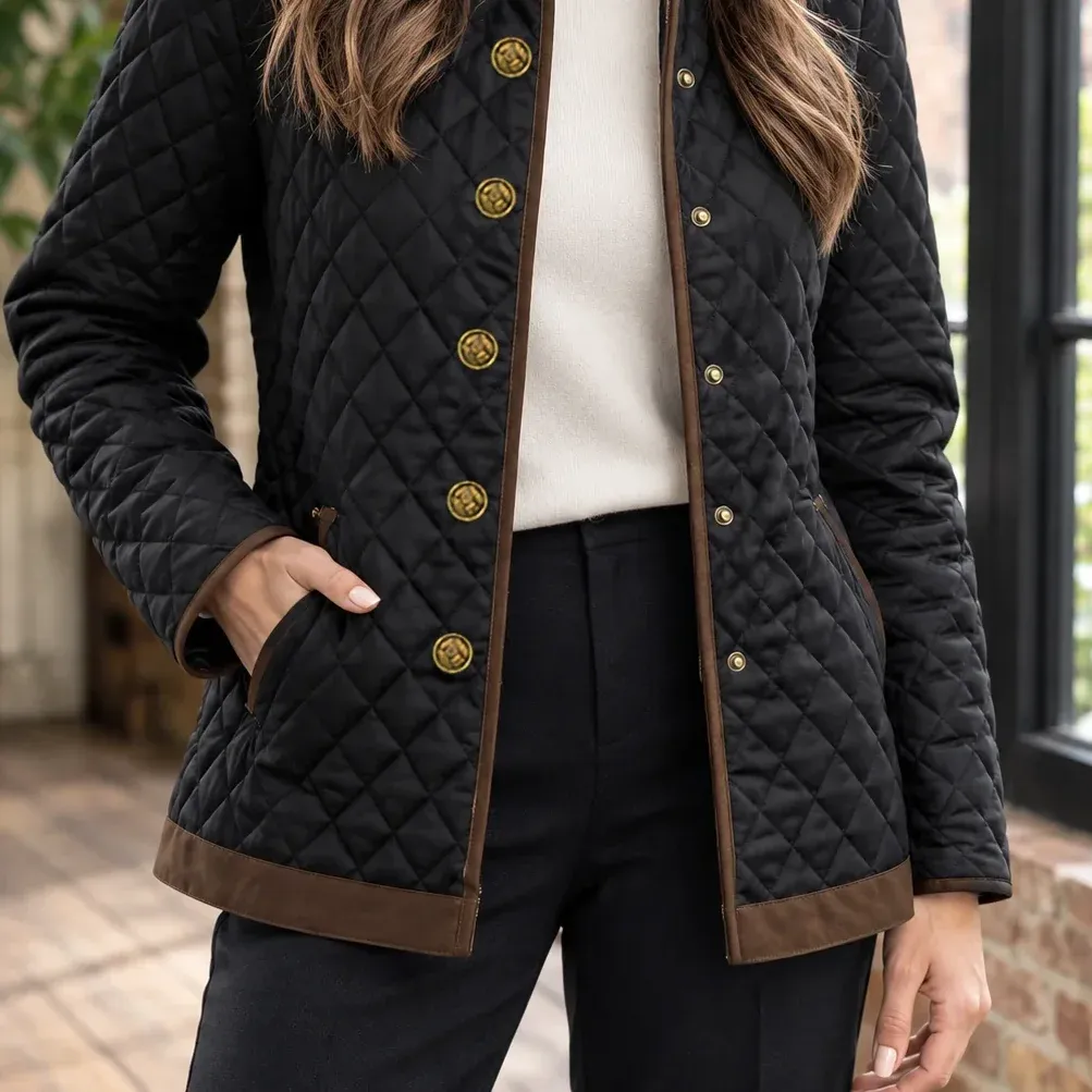 Lavinia Diamond Jacket — Black lower garment detail