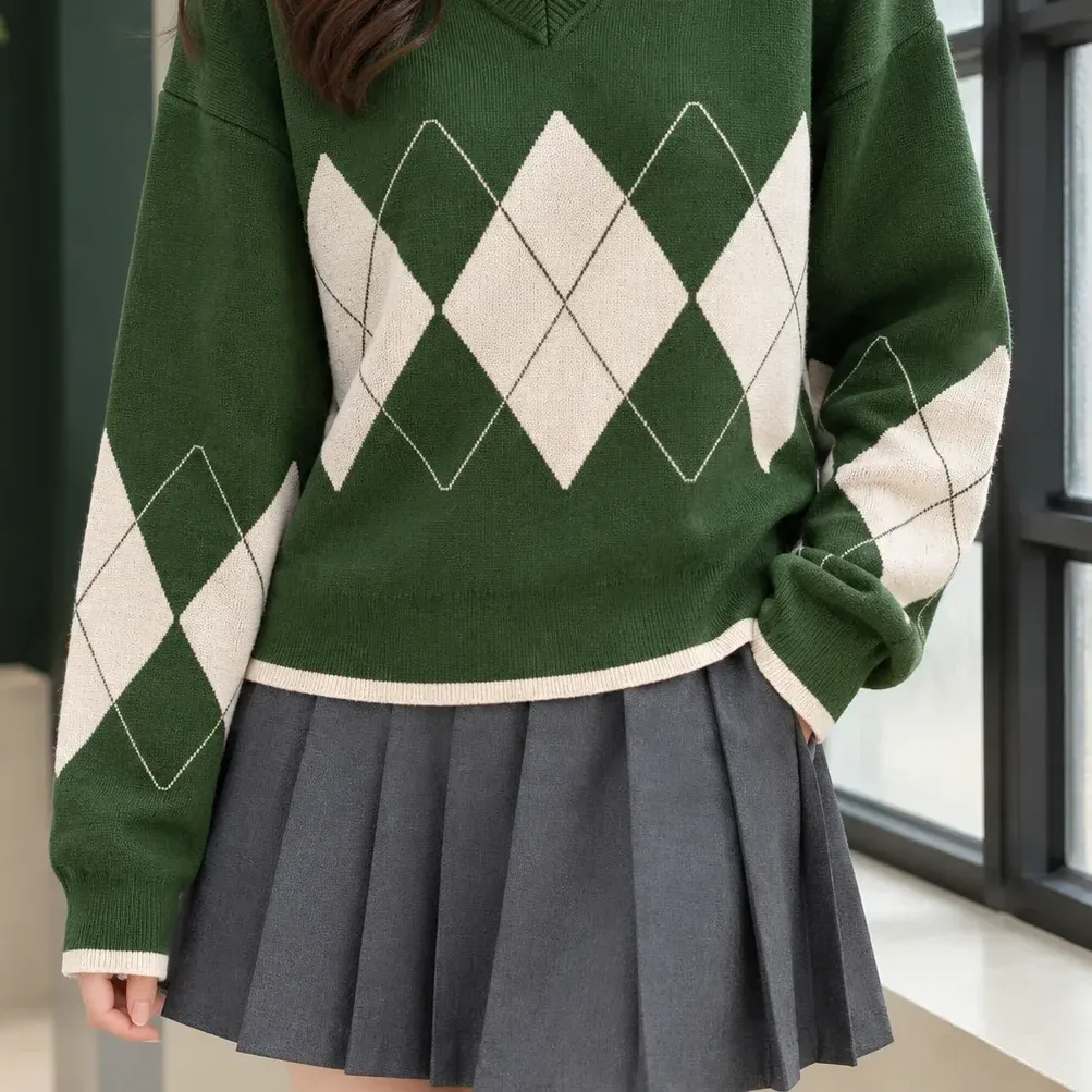 Alina Argyle Sweater — Green alternate view