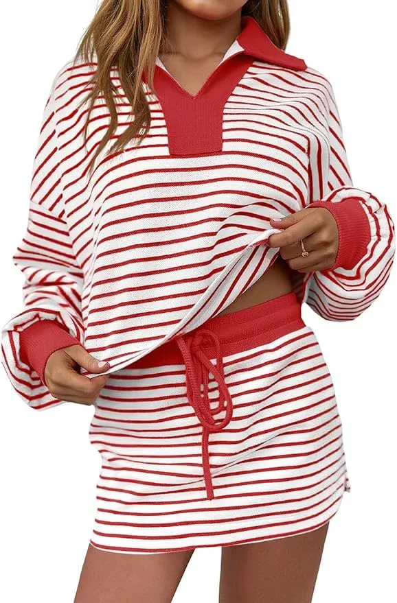 Lottie Striped Set — Red