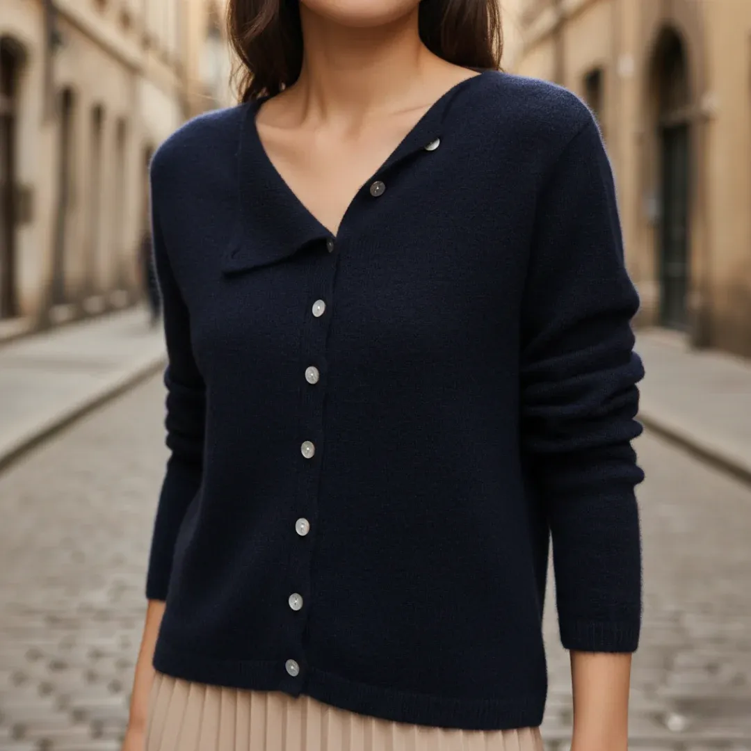 Cora Side-Button Cardigan — Black