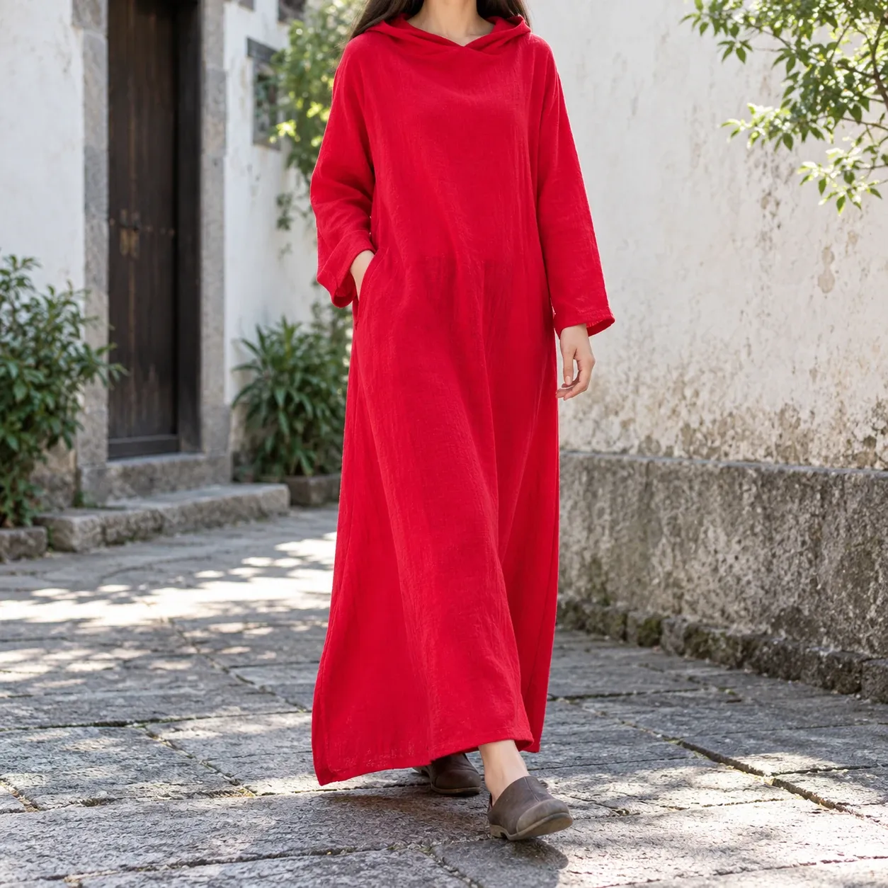 Aurelia Hooded Linen Dress — use view